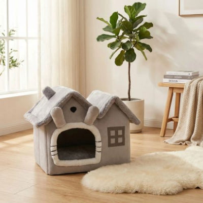 Maison chat blotti PetCosy dans salon Gris
