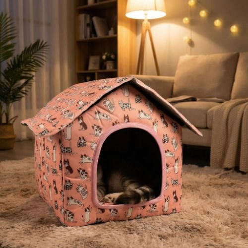 Maisonnette Chats rose dans ambiance tamisee Zhejiang