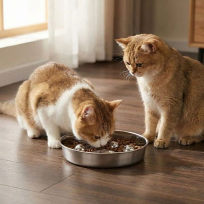 gamelle anti glouton chat et deux chats caramels huanley