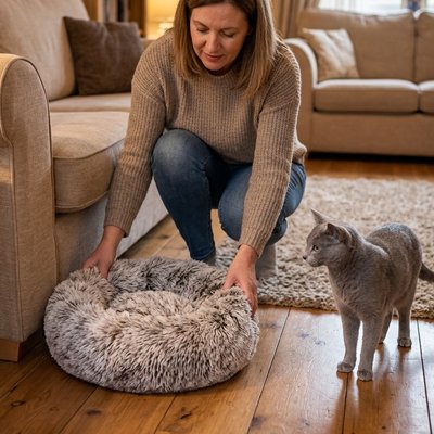 Coussin chat design neutre PetUltraConfo