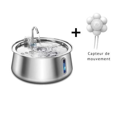 Fontaine inox chat avec Capteur Filtratio continue
