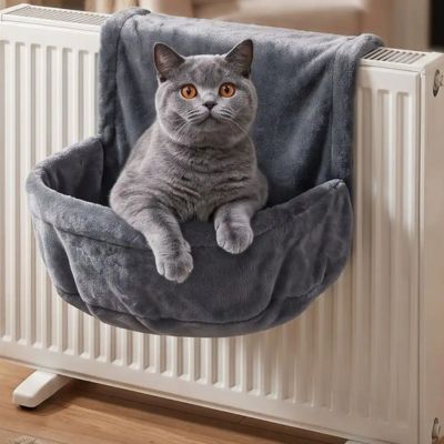 Hamac pour radiateur chat - PetHorizon™ - Gris foncé - Gris pâle