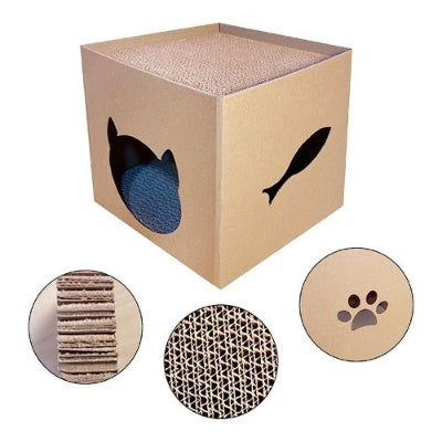Maison en carton pour chat Double fonction PetModulableEcologique