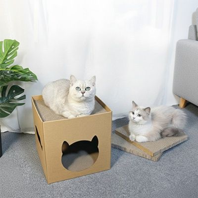 
Maison en carton pour chat Griffoir et couchage PetModulableEcologique
