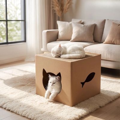 Maison en carton pour chat et lit PetCarton