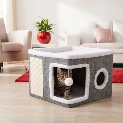 Maison pour chat Gris Peluch Gris