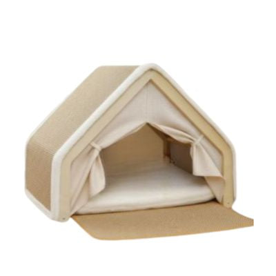 Maison pour chat Petvilla beige et blanche Lewen