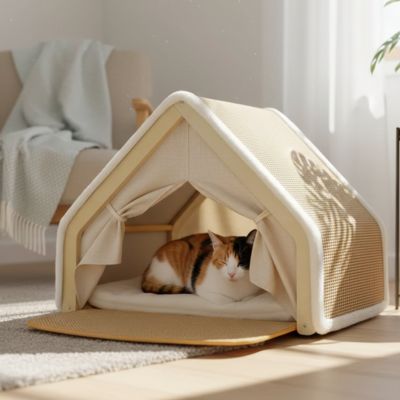 Maison pour chat dans le salon Petvilla beige Lewen