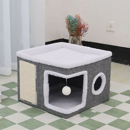Maison pour chat griffoir Peluche Gris