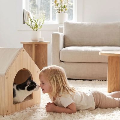 Maisonnette bois chat design neutre PetRefugeNaturel