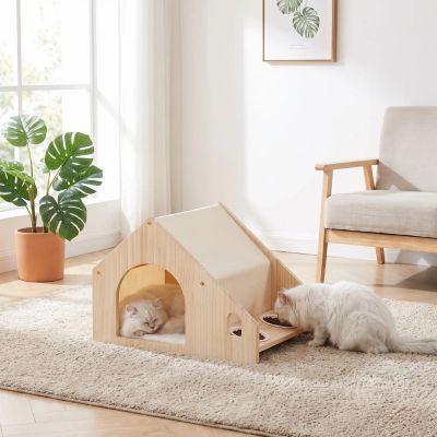 Maisonnette chat bois PetReposRepas