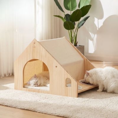 Maisonnette chat bois - PetReposRepas™ - Bois