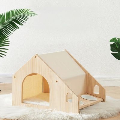 Maisonnette chat bois multifonction PetReposRepas