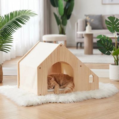 Maisonnette chat bois refuge PetReposRepas