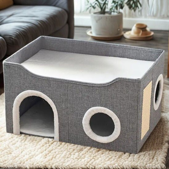 Maisonnettes pour chats pres du divan PawHut