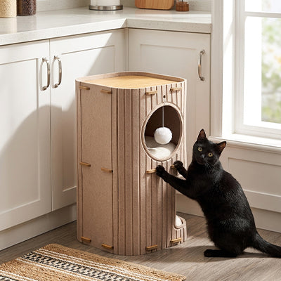 Maisons pour chats Beige et chat noir Zhejiang