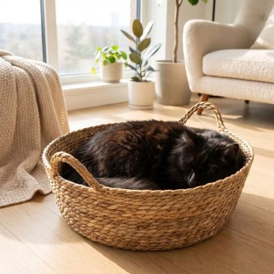 Panier en osier pour chat Respirant PetPailleTraissée
