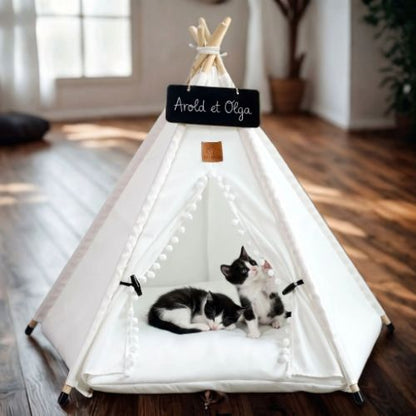 Tente pour chats -  PetDéco™ - Blanc et Gris