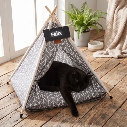 Tente pour chats -  PetDéco™ - Blanc et Gris