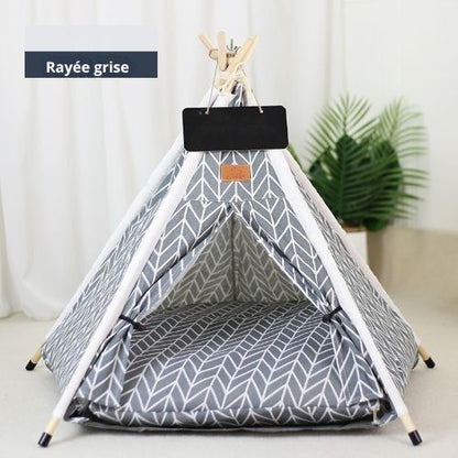 Tente pour chats rayee grise YUPET