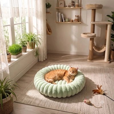 coussin chat PetCotelé Vert Lime