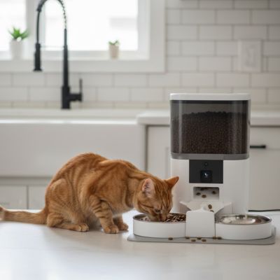 DISTRIBUTEUR DE CROQUETTES CHAT | Complet