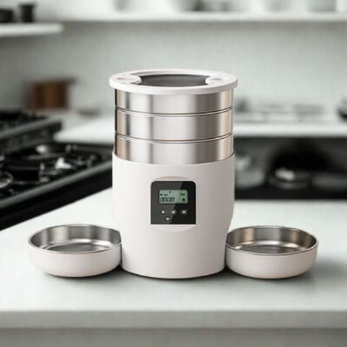 distributeur de croquettes pourc hat blanc voford