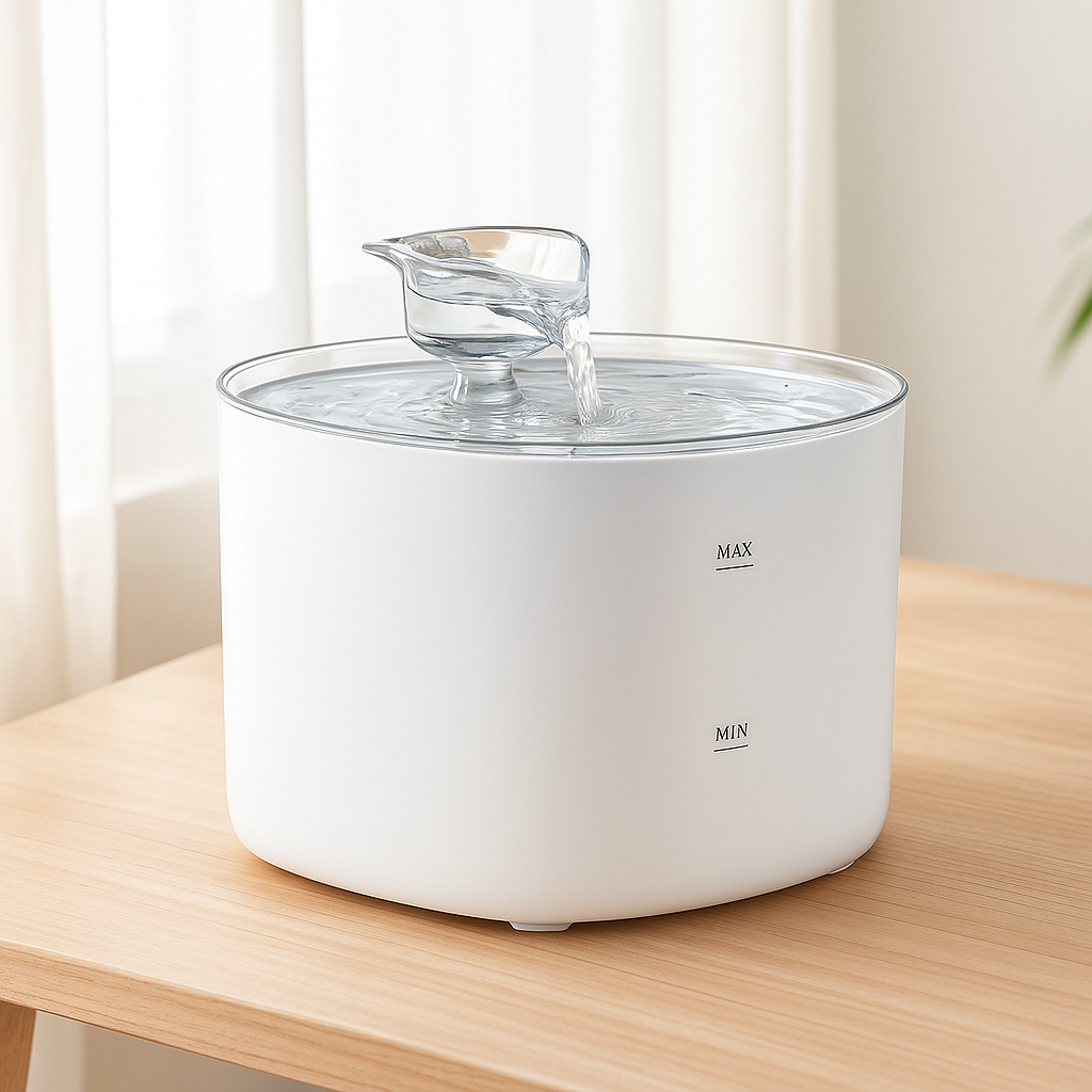 fontaine a eau chat blanc Cathead