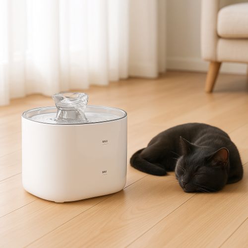 fontaine a eau chat noir qui dort cathead