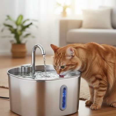 fontaine a eau pour chat orange Zyfeeder