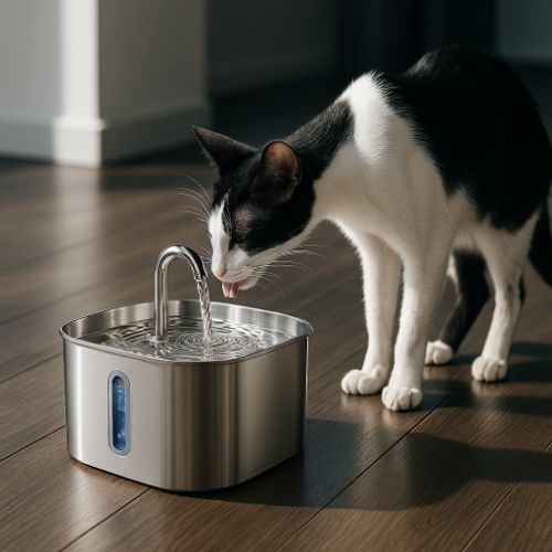 fontaine à eau pour chat qui boit Zyfeeder