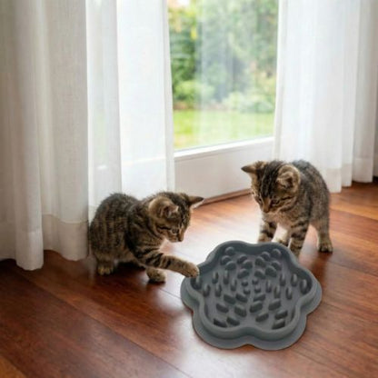 gamelle anti glouton chat avec deux chatons huanle