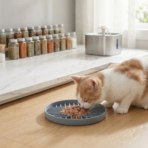 gamelle anti glouton chat dans une cuisine huanleyangguang