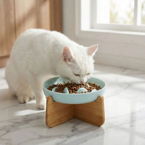gamelle anti glouton chat qui mange dans cuisine Distributeur Lent