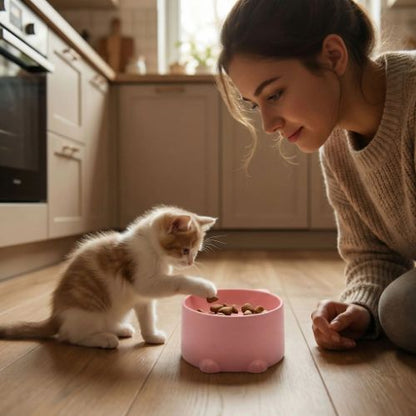 gamelle anti glouton chaton caramel et blanc CN