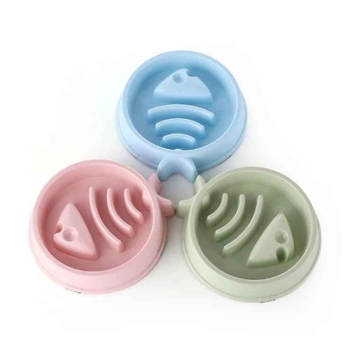 gamelle anti glouton chaton en trois couleurs pastelles Happy Sunshine