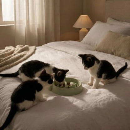 gamelle anti glouton chaton et trois chatons Happy Sunshine