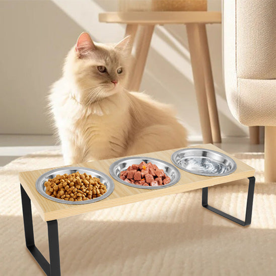 gamelle chat surelevee triple bol petravel