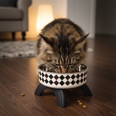 gamelle pour chat qui mange simple