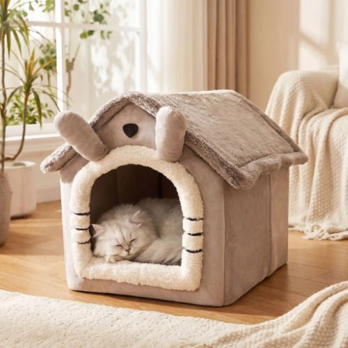 maison chat Peluche confo PetCosy Gris