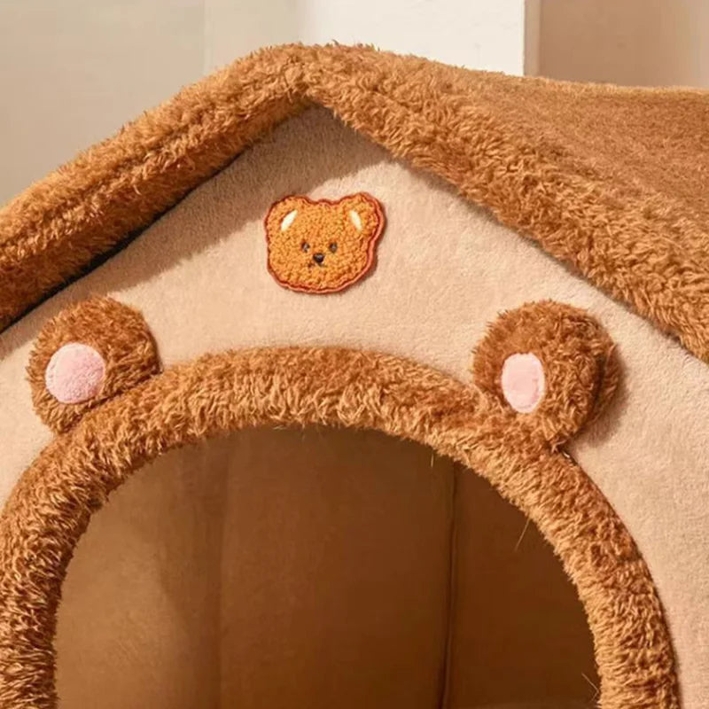 maison chat en Peluche Marron