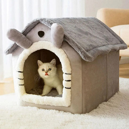 maison chat et chaton Peluche Gris