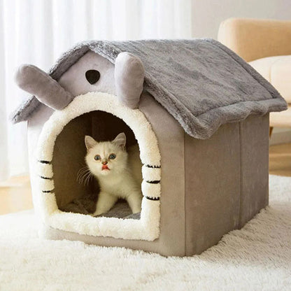 maison chat et chaton Peluche Gris